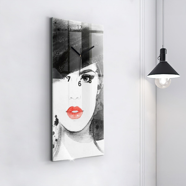 Zegar ścienny pionowy Kobieta w kapeluszu