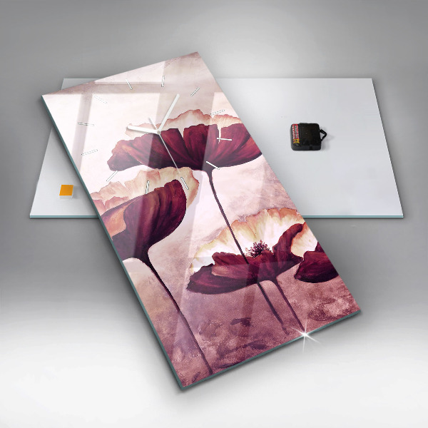 Zegar ścienny pionowy Rozkwitające kwiaty maki