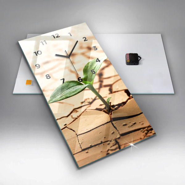 Zegar szklany pionowy Roślina w suchej ziemi