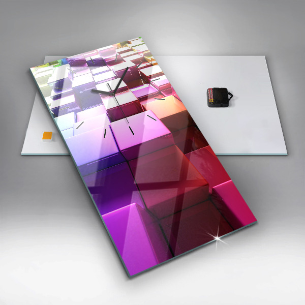 Zegar szklany pionowy Kolorowe kostki