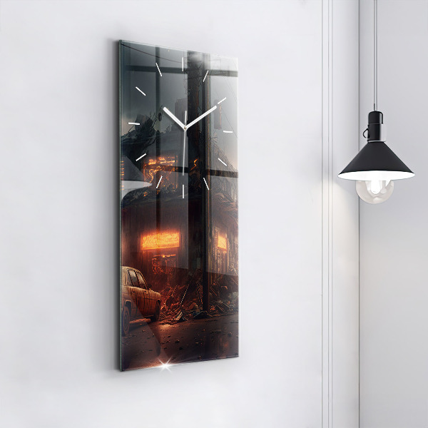 Zegar ścienny pionowy Apokaliptyczny budynek