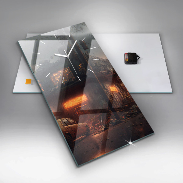 Zegar ścienny pionowy Apokaliptyczny budynek