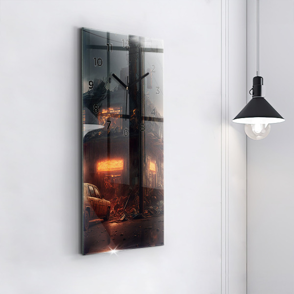 Zegar ścienny pionowy Apokaliptyczny budynek