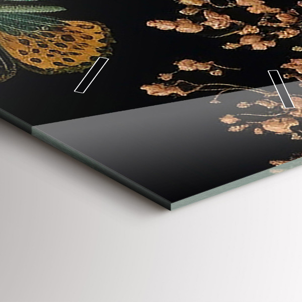 Zegar ścienny pionowy Kwiat i złote motyle