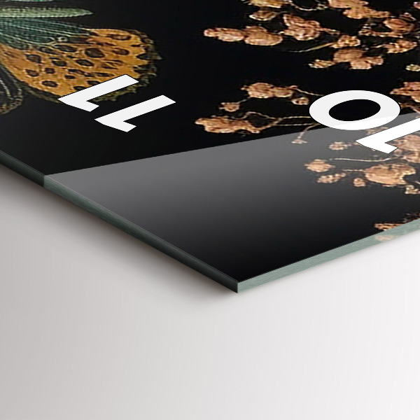 Zegar ścienny pionowy Kwiat i złote motyle