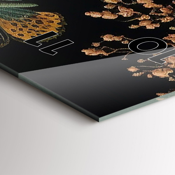 Zegar ścienny pionowy Kwiat i złote motyle