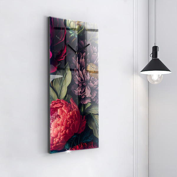 Zegar ścienny pionowy Vintage bukiet kwiatów