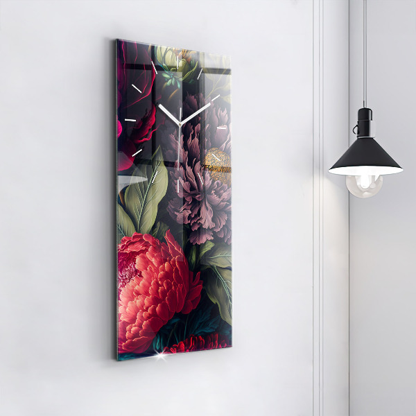 Zegar ścienny pionowy Vintage bukiet kwiatów