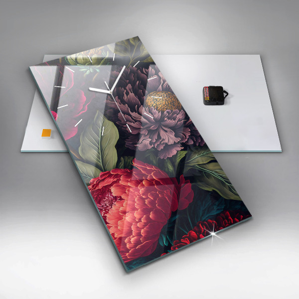 Zegar ścienny pionowy Vintage bukiet kwiatów