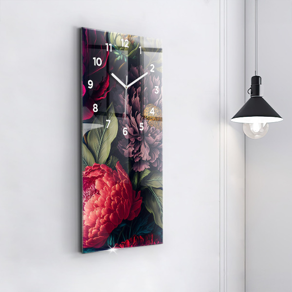 Zegar ścienny pionowy Vintage bukiet kwiatów