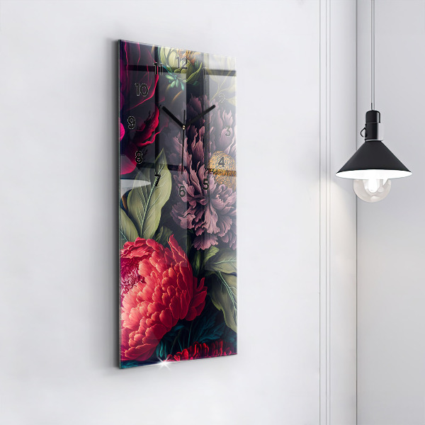 Zegar ścienny pionowy Vintage bukiet kwiatów