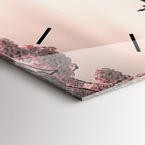 Zegar ścienny pionowy Wieża i kwiaty w Azji