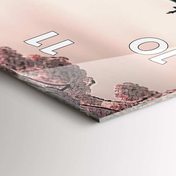 Zegar ścienny pionowy Wieża i kwiaty w Azji