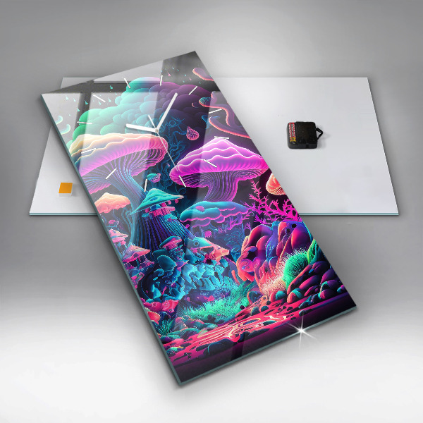 Zegar ścienny pionowy Neonowe grzyby