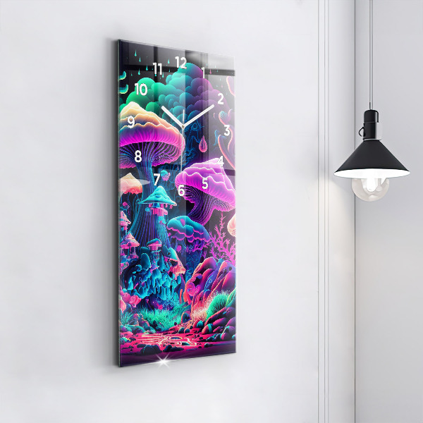 Zegar ścienny pionowy Neonowe grzyby