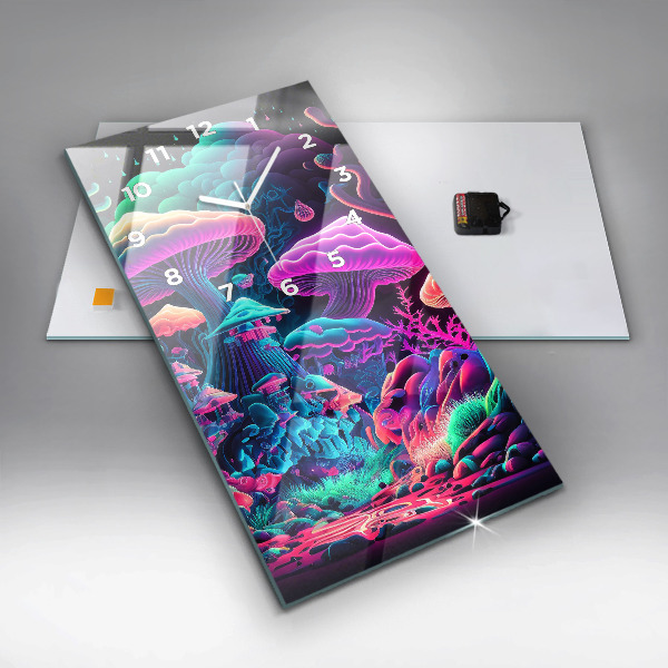 Zegar ścienny pionowy Neonowe grzyby