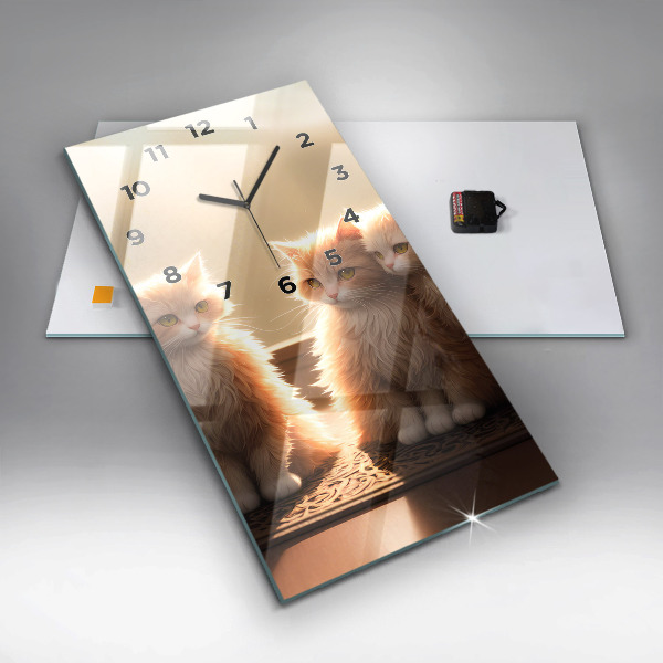 Zegar ścienny pionowy Cztery kotki w słońcu