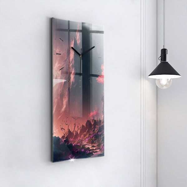 Zegar ścienny pionowy Magiczny las i góry