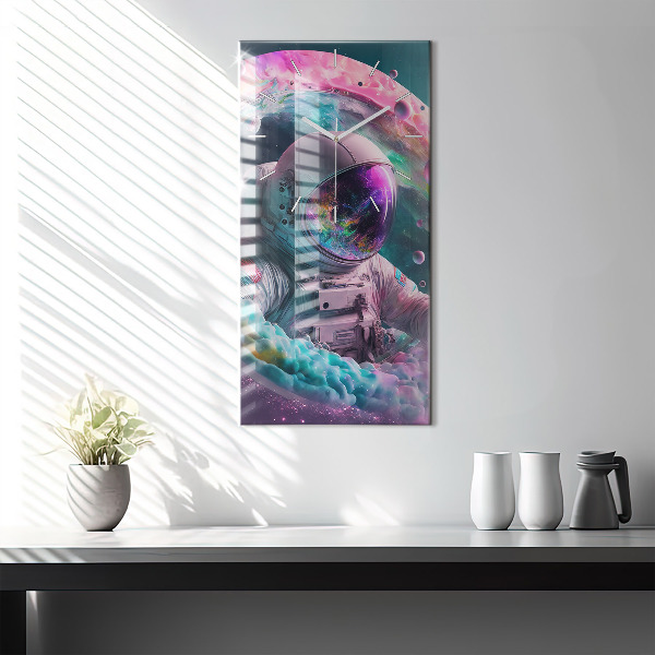 Zegar ścienny pionowy Kosmonauta i barwne obłoki