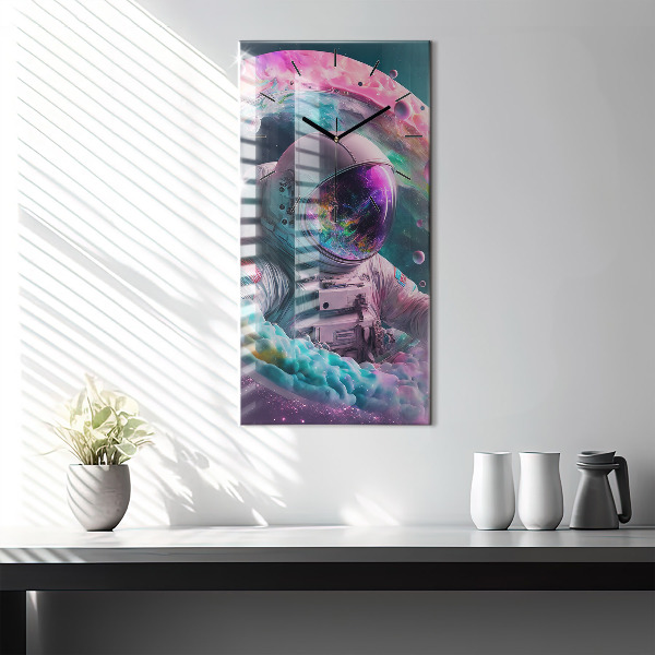 Zegar ścienny pionowy Kosmonauta i barwne obłoki