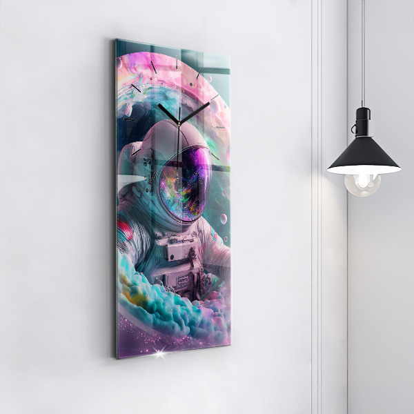 Zegar ścienny pionowy Kosmonauta i barwne obłoki