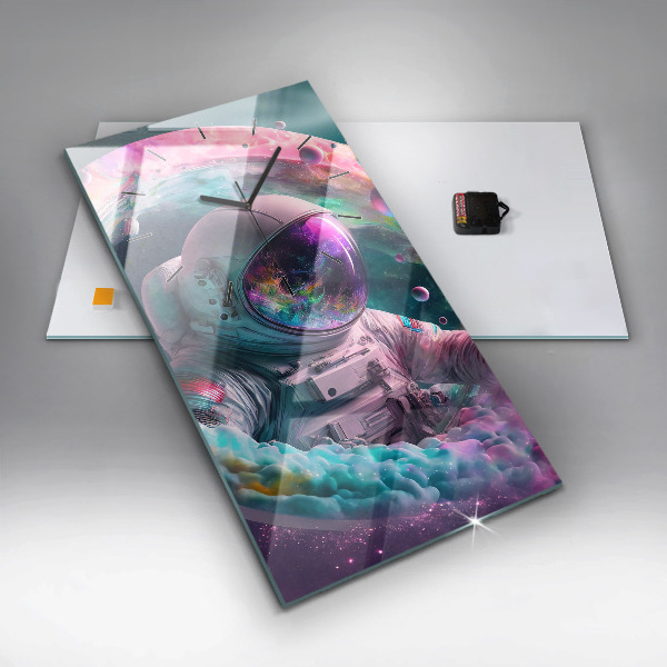 Zegar ścienny pionowy Kosmonauta i barwne obłoki