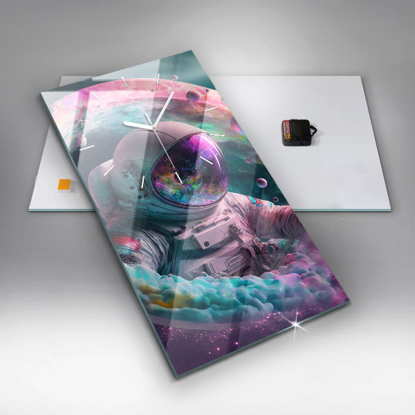 Zegar ścienny pionowy Kosmonauta i barwne obłoki