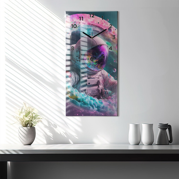 Zegar ścienny pionowy Kosmonauta i barwne obłoki