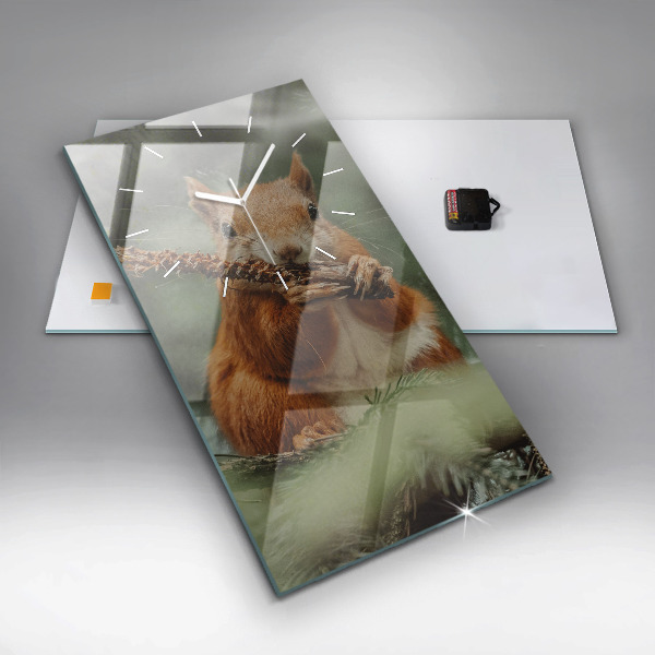 Zegar ścienny pionowy Wiewiórka i dzika natura