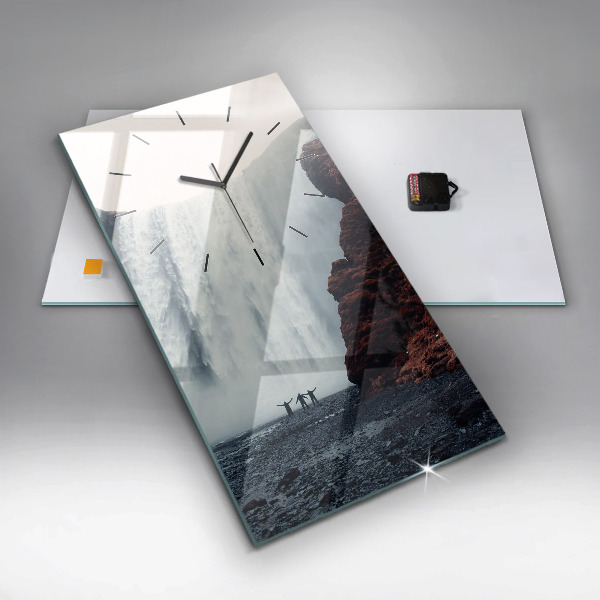 Zegar ścienny pionowy Pejzaż wodospadu Islandia