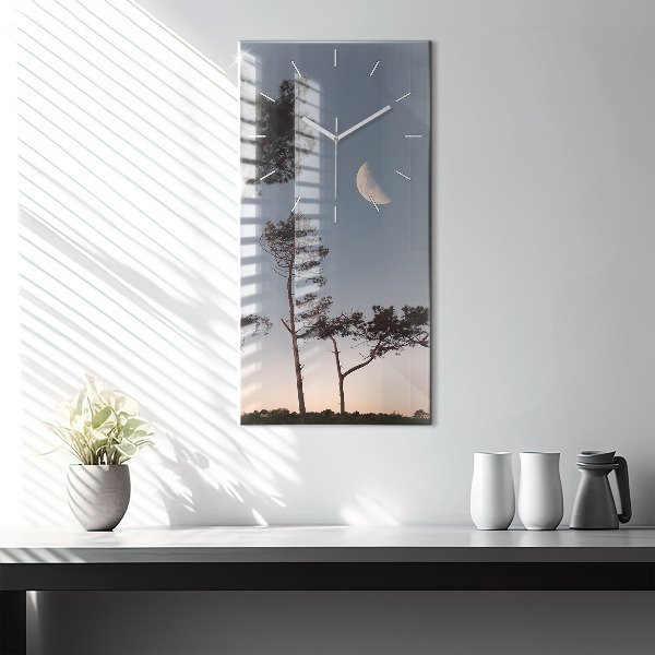 Zegar ścienny pionowy Półksiężyc i drzewa