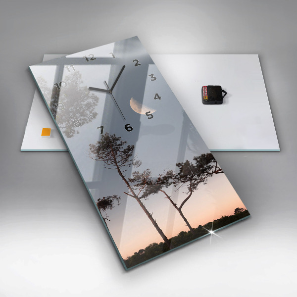 Zegar ścienny pionowy Półksiężyc i drzewa