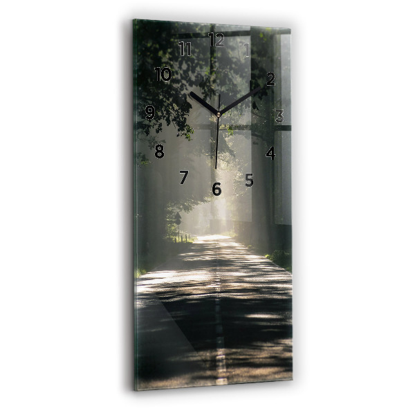 Zegar ścienny pionowy Leśna droga i smugi słońca