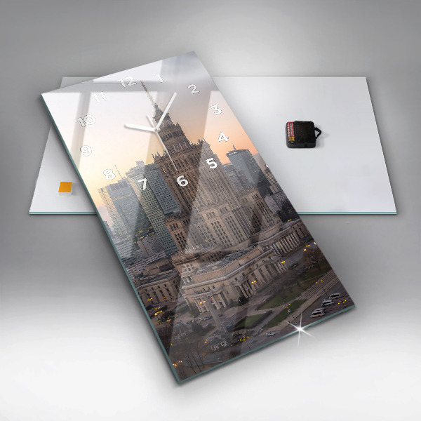 Zegar ścienny pionowy Panorama Warszawy