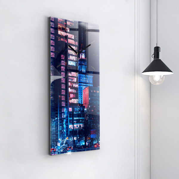 Zegar ścienny pionowy Warszawa w nocy