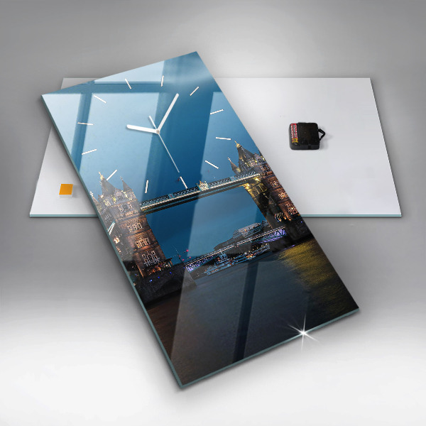 Zegar ścienny pionowy Tower Bridge Londyn nocą