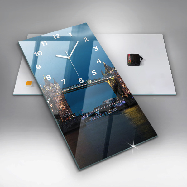 Zegar ścienny pionowy Tower Bridge Londyn nocą