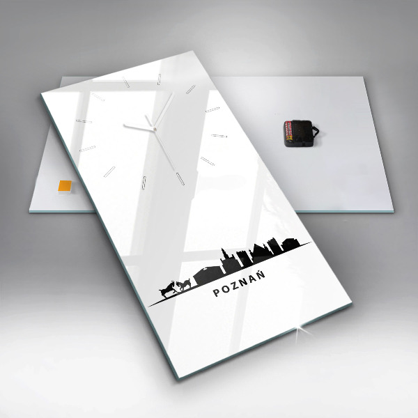 Zegar szklany pionowy Poznań panorama grafika