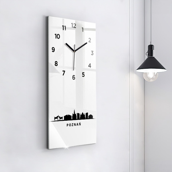 Zegar szklany pionowy Poznań panorama grafika
