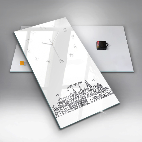 Zegar szklany pionowy Łódź architektura panorama