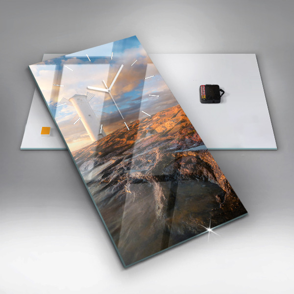 Zegar szklany pionowy Latarnia i morze Bałtyckie