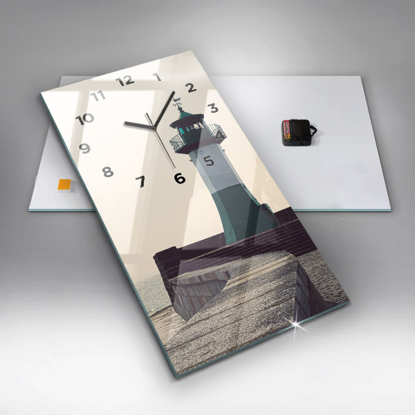 Zegar ścienny pionowy Latarnia morska i morze