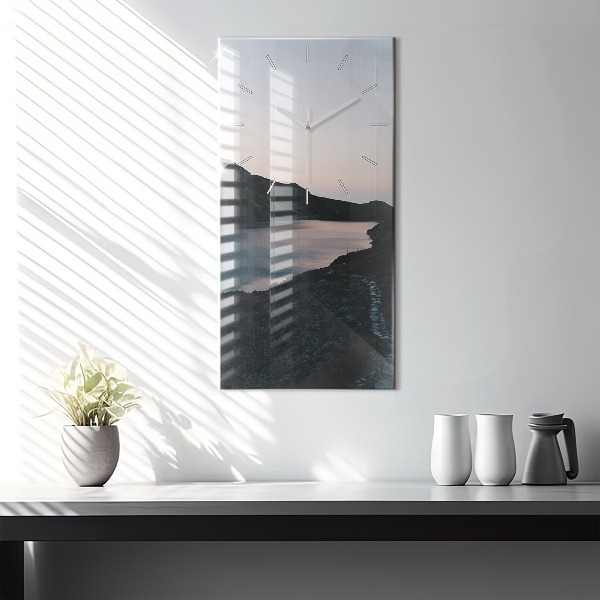 Zegar ścienny pionowy Jezioro i góry