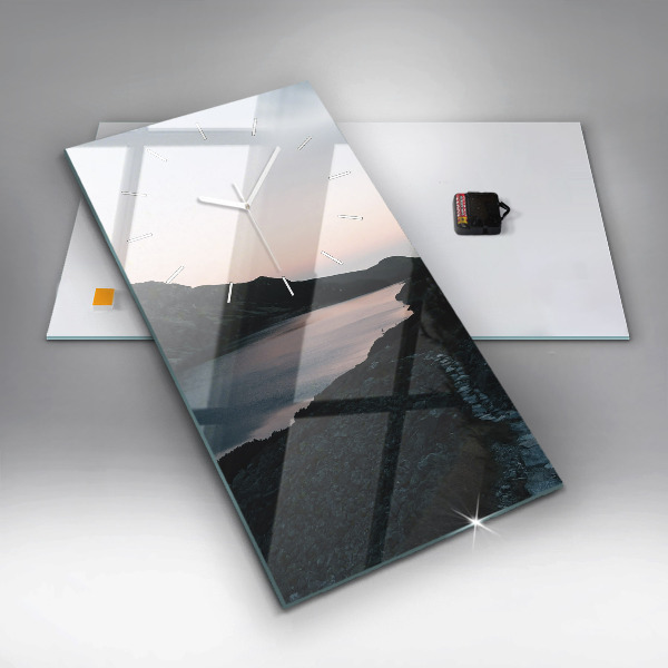 Zegar ścienny pionowy Jezioro i góry