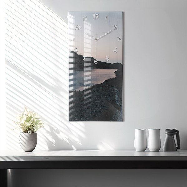 Zegar ścienny pionowy Jezioro i góry