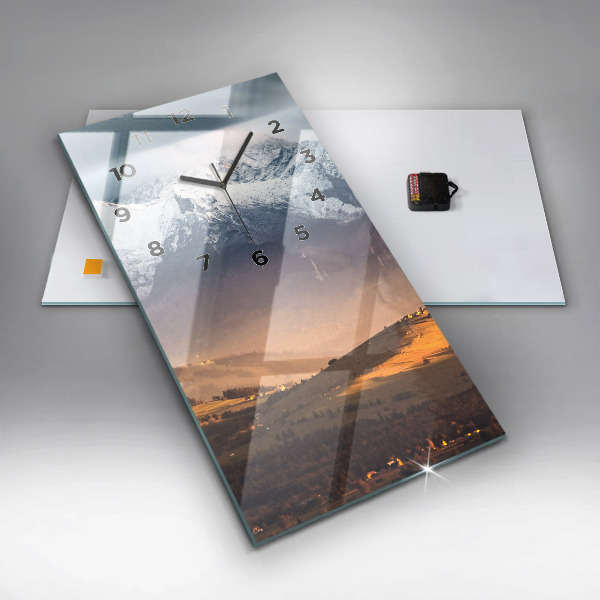 Zegar ścienny pionowy Zimowy pejzaż gór Tatr