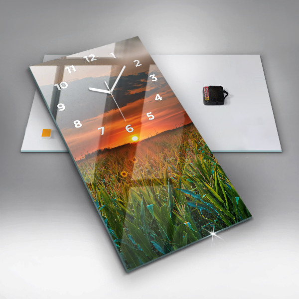 Zegar ścienny pionowy Słoneczniki na łące