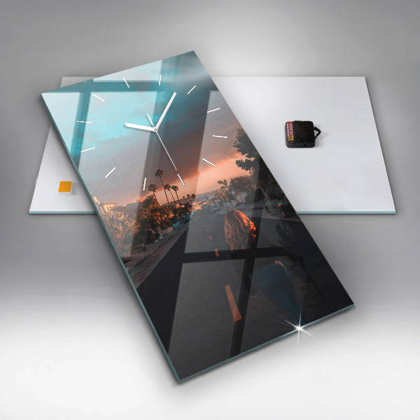 Zegar ścienny pionowy Kobieta na drodze