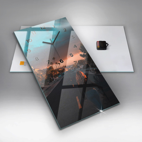 Zegar ścienny pionowy Kobieta na drodze