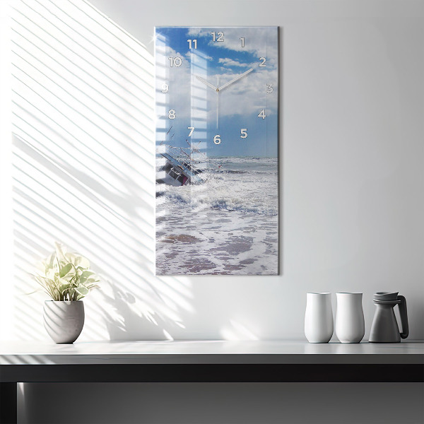 Zegar ścienny pionowy Zatonięty statek wodny